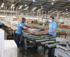 FEITA NO PARANA - Grupo Munhoz Caetano, holding do segmento moveleiro, que produz móveis seriados para o segmento de sala de estar.  A Caemmun Movelaria está sediada em Arapongas, um dos maiores polos moveleiros do país. Na foto fabrica da Filial Sabáudia. 06/10/2020 - Foto: Geraldo Bubniak/AEN