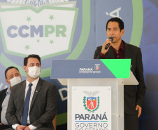 O governador Carlos Massa Ratinho Junior lança nesta segunda-feira (26) o programa de colégios cívico-militares do Estado. No mesmo ato  é assinada a regulamentação da lei que autorizou o projeto e anunciada a lista das cerca de 200 unidades beneficiadas nesse primeiro momento. Na foto, o secretário da Segurança Pública, Romulo Marinho Soares   Curitiba, 26/09/2020. Foto: Geraldo Bubniak/AEN