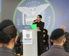 O governador Carlos Massa Ratinho Junior lança nesta segunda-feira (26) o programa de colégios cívico-militares do Estado. No mesmo ato  é assinada a regulamentação da lei que autorizou o projeto e anunciada a lista das cerca de 200 unidades beneficiadas nesse primeiro momento. Na foto, o secretário da Segurança Pública, Romulo Marinho Soares   Curitiba, 26/09/2020. Foto: Geraldo Bubniak/AEN