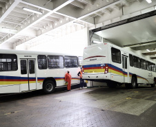 O maior embarque de ônibus da história do Porto de Paranaguá acontece nesta sexta-feira (13). Em um único lote, o navio Maestro Universe volta carrega 155 unidades. Os veículos de transporte coletivo serão levados para os portos de Boma, no Congo, e Luanda, em Angola. A previsão é que zarpe para a África no início da tarde. A viagem deve durar entre dez e 13 dias até os destinos. Foto: Claudio Neves