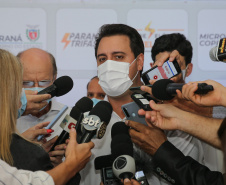 O governador Carlos Massa Ratinho Junior e o presidente da Copel, Daniel Pimentel Slaviero, apresentam nesta quarta-feira (18), em Palotina, no Oeste do Estado, uma chamada pública para a contratação de energia proveniente de autogeradores, na CVale em Palotina.Palotina, 18/11/2020 - Foto: Geraldo Bubniak/AEN