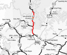 Rodovia do sudoeste recebe melhorias em trecho de 25,8 quilômetros.PRC-158. Foto:DER