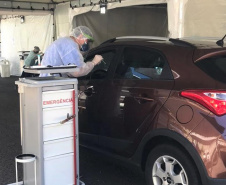 Sesa instala segundo posto de coleta para exame Cov id-19 em sistema drive-thru. Foto:SESA