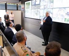 O governador Carlos Massa Ratinho Junior participou nesta terça-feira (5) da inauguração do Centro de Controle da Muralha Digital, projeto da Prefeitura de Curitiba voltado à gestão do trânsito, da segurança pública e também dos eventos climáticos que atingem a Capital. 