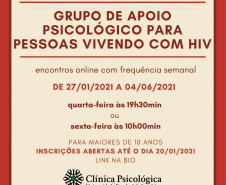 A Clínica Psicológica, do Centro de Ciências Biológicas (CCB), inicia neste mês de janeiro as atividades de cinco grupos de apoio psicológico e acolhimento. Os grupos atenderão pessoas em luto, gestantes, pessoas vivendo com HIV, mulheres e população LGBTQIA+.  -   Foto/Arte: Divulgação UEL