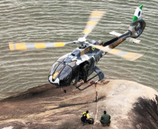 Em 45 dias de atuação no Litoral, na temporada Verão Consciente, o Batalhão de Polícia Militar de Operações Aéreas (BPMOA) realizou mais de 100 missões e o atendimento de 39 vítimas. - Foto: Divulgação BPMOA/SESP