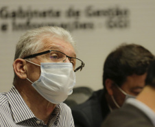 O presidente da cooperativa Lar, Irineo da Costa Rodrigues, apresentou nesta quarta-feira (10) ao governador Carlos Massa Ratinho Junior e aos secretários de Estado um plano de investimento de R$ 2,412 bilhões até 2024 na suinocultura e na avicultura, com previsão de dobrar a quantidade de funcionários diretos e alcançar 26 mil contratados. Na foto, o secretário estadual da Agricultura e do Abastecimento, Norberto Ortigara.  -  Curitiba, 10/02/2021  -  Foto: Jonathan Campos/AEN