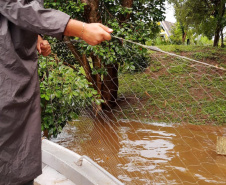 O Instituto Água e Terra (IAT) apreendeu e recolheu 190 itens durante a segunda Força-Tarefa de fiscalização de caça, pesca e floresta. O IAT é vinculado à Secretaria estadual do Desenvolvimento Sustentável e do Turismo (Sedest).  -  Foto: Divulgação Sedest/IAT
