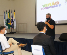 O Coordenador Estadual do Verão Consciente 2020/2021 e secretário da Segurança Pública do Paraná, coronel Romulo Marinho Soares, apresentou ao secretário da Casa Civil, Guto Silva, prefeitos do litoral e deputados estaduais, o balanço de atividades das instituições que fazem parte das ações do Estado no litoral e outras Costas do Paraná, nesta temporada. - Matinhos 10/02/2021  -  Foto:  Divulgação SESP-PR