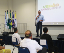 O Coordenador Estadual do Verão Consciente 2020/2021 e secretário da Segurança Pública do Paraná, coronel Romulo Marinho Soares, apresentou ao secretário da Casa Civil, Guto Silva, prefeitos do litoral e deputados estaduais, o balanço de atividades das instituições que fazem parte das ações do Estado no litoral e outras Costas do Paraná, nesta temporada. - Matinhos 10/02/2021  -  Foto:  Divulgação SESP-PR