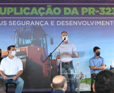 O governador Carlos Massa Ratinho Junior participa nesta quinta-feira (11) da entrega da primeira parte da duplicação da PR-323 entre Doutor Camargo e Paiçandu, na região Noroeste.  Na foto, o Prefeitoi de Paicandu, Ismael Batista em pronunciamento. 11/02/2021 - Foto: Geraldo Bubniak/AEN
