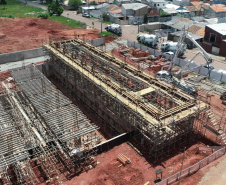 Obra de construção do reservatório de água no Sítio Cercado  -  Curitiba, 15/02/2021  -  Foto: Divulgação Sanepar