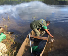 Fiscais da regional do Instituto Água e Terra (IAT) de Curitiba realizaram (do dia 11 ao 15) operação para coibir a pesca ilegal na Represa Capivari Cachoeira, nos municípios de Campina Grande do Sul e Bocaiúva do Sul.  Foto: IAT