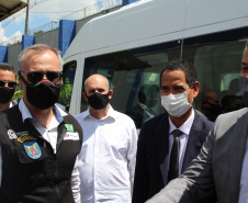 O ministro da Justiça e Segurança Pública, André Mendonça, esteve em São José dos Pinhais, na Região Metropolitana de Curitiba, para conhecer de perto algumas ações da Secretaria da Segurança Pública do Paraná na região. - Curitiba, 18/02/2021 - Foto: Divulgação SESP-PR