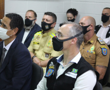 O ministro da Justiça e Segurança Pública, André Mendonça, esteve em São José dos Pinhais, na Região Metropolitana de Curitiba, para conhecer de perto algumas ações da Secretaria da Segurança Pública do Paraná na região. - Curitiba, 18/02/2021 - Foto: Divulgação SESP-PR