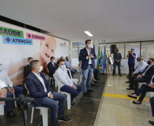 O governador Carlos Massa Ratinho participou nesta segunda-feira (22) da cerimônia de entrega da ampliação de nova ala do Hospital Universitário de Ponta Grossa. - Ponta Grossa, 22/02/20221  -  Foto: Jonathan Campos/AEN