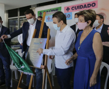 O governador Carlos Massa Ratinho participou nesta segunda-feira (22) da cerimônia de entrega da ampliação de nova ala do Hospital Universitário de Ponta Grossa. - Ponta Grossa, 22/02/20221  -  Foto: Jonathan Campos/AEN