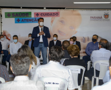 O governador Carlos Massa Ratinho participou nesta segunda-feira (22) da cerimônia de entrega da ampliação de nova ala  do Hospital Universitário de Ponta Grossa.  -  Ponta Grossa, 22/02/20221  -  Foto: Gilson Abreu/AEN