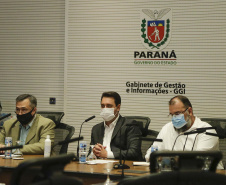 Governador Carlos Massa Ratinho Junior participa de reunião por vídeo conferência com os governadores de Santa Catarina, Carlos Moisés e do Rio Grande do Sul, Eduardo Leite  -  Curitiba, 23/02/2021  -  Foto: Jonathan Campos/AEN