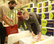 A Secretaria de Estado da Saúde recebeu na noite desta quarta-feira (24) uma remessa com 64.800 doses da vacina CoronaVac/Instituto Butantan  Foto: Valdelino Pontes