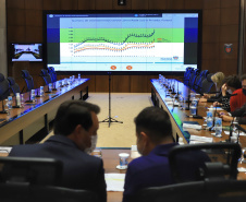 Governador Carlos Massa Ratinho Junior durante reunião virtual com deputados sobre o cenário da pandemia da Covid-19 e as novas medidas restritivas a serem adotadas pelo  Estado. -  Curitiba, 26/02/2021  -  Foto: José Fernando Ogura/AEN