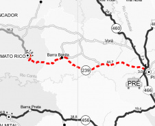 A obra de pavimentação da rodovia PR-239, no trecho que liga os municípios de Pitanga e Mato Rico, na região Central, está sendo retomada pelo Departamento de Estradas de Rodagem do Paraná (DER/PR). A Ordem de Serviços para reinício dos trabalhos foi assinada na última semana de fevereiro. -  Curitiba, 05/03/2021 - Foto: Divulgação DER