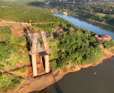 Obra da nova ponte entre Brasil e Paraguai alcança 49% de execução. Foto: Valtemir de Souza/Itaipu