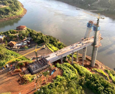 Obra da nova ponte entre Brasil e Paraguai alcança 49% de execução. Foto: Valtemir de Souza/Itaipu