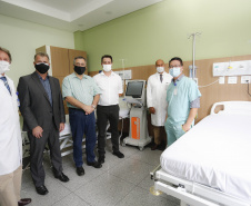 O governador Carlos Massa Ratinho Junior e o secretário estadual da Saúde, Beto Preto, entregam 50 novos leitos UTI SUS exclusivos para Covid-19 no Hospital do Rocio, em Campo Largo. Foto: Jonathan Campos/AEN