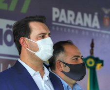 O governador Carlos Massa Ratinho Junior esteve nesta quarta-feira (14) em Guarapuava, na região Central do Estado, para vistoriar as obras de duplicação da BR-277 que cruza o perímetro urbano da cidade. Foto: José Fernando Ogura/AEN