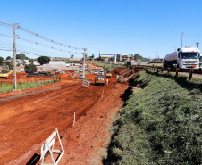Serviços de terraplenagem, drenagem e de pavimentação estão em andamentos na readequação do Trevo Cataratas, em Cascavel, na região Oeste do estado.  -  Cascavel, 15/04/2021 -  Foto: Divulgação DER/PR