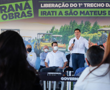 Governador Carlos Massa Ratinho Junior entrega primeiro trecho de pavimentacao da pr 364, Miguel Picheth, que liga Irati a Sao Mateus do Sul. - Irati, 03/05/2021  -  Foto: Rodrigo Félix Leal/Infraestrutura