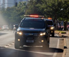 Equipes policiais do Batalhão de Operações Especiais (Bope), treinadas para dar suporte às unidades de área da PM nas ocorrências de maior periculosidade, estão na região de Cascavel nesta semana. A Operação Pronta Resposta IV foi lançada nesta terça-feira (18), no centro da cidade, com a participação do subcomandante-geral da PM, coronel Rui Noé Barroso Torres. - -  Cascavel, 18/05/2021  -  Foto: PMPR/SESP-PR