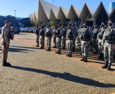 As equipes policiais do Batalhão de Operações Especiais (BOPE), treinadas para dar suporte às unidades de área da PM nas ocorrências de maior periculosidade estão na região de Cascavel nesta semana. A Operação Pronta Resposta IV foi lançada nesta terça-feira (18/05), no Centro da cidade, com a participação do Subcomandante-Geral da PM, coronel Rui Noé Barroso Torres.  -  Cascavel, 18/05/2021  -  Foto: PMPR