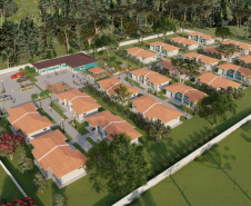 A obra de construção do condomínio para idosos, do programa Viver Mais Paraná, do Governo do Estado, em Prudentópolis ultrapassou os 60% de conclusão. O empreendimento, que recebe mais de R$ 4 milhões de investimento do tesouro estadual, será entregue ainda este ano à população de acordo com os representantes da Cohapar que vistoriaram os trabalhos de execução nesta segunda-feira (24).  -  Curitiba, 24/05/2021 - Foto: Cohapar