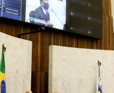 O secretário de Estado da Fazenda, Renê Garcia Junior, apresentou durante audiência pública na tarde desta terça-feira (25), na Assembleia Legislativa do Paraná, os resultados contábeis do Paraná referentes ao 1º quadrimestre de 2021, e ressaltou a premente necessidade de suplementação orçamentária para fazer frente ao aumento de despesas. Foto: Ari Dias/AEN