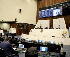 O secretário de Estado da Fazenda, Renê Garcia Junior, apresentou durante audiência pública na tarde desta terça-feira (25), na Assembleia Legislativa do Paraná, os resultados contábeis do Paraná referentes ao 1º quadrimestre de 2021, e ressaltou a premente necessidade de suplementação orçamentária para fazer frente ao aumento de despesas. Foto: Ari Dias/AEN