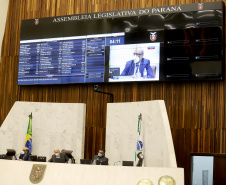 O secretário de Estado da Fazenda, Renê Garcia Junior, apresentou durante audiência pública na tarde desta terça-feira (25), na Assembleia Legislativa do Paraná, os resultados contábeis do Paraná referentes ao 1º quadrimestre de 2021, e ressaltou a premente necessidade de suplementação orçamentária para fazer frente ao aumento de despesas. Foto: Ari Dias/AEN