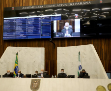 O secretário de Estado da Fazenda, Renê Garcia Junior, apresentou durante audiência pública na tarde desta terça-feira (25), na Assembleia Legislativa do Paraná, os resultados contábeis do Paraná referentes ao 1º quadrimestre de 2021, e ressaltou a premente necessidade de suplementação orçamentária para fazer frente ao aumento de despesas. Foto: Ari Dias/AEN