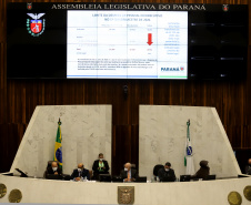 O secretário de Estado da Fazenda, Renê Garcia Junior, apresentou durante audiência pública na tarde desta terça-feira (25), na Assembleia Legislativa do Paraná, os resultados contábeis do Paraná referentes ao 1º quadrimestre de 2021, e ressaltou a premente necessidade de suplementação orçamentária para fazer frente ao aumento de despesas. Foto: Ari Dias/AEN