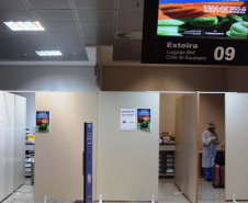 Paraná realiza estratégia de testagem para Covid-19 no aeroporto internacional Afonso Pena. Foto: Américo Antonio/SESA