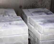 Mais uma leva de vacina Cominarty, produzida pela Pfizer/BioNTech, chegou ao Paraná nesta quinta-feira (3). O lote de 37.440 doses foi recebido às 13h20 no Aeroporto Internacional Afonso Pena, em São José dos Pinhais, na Região Metropolitana de Curitiba, e seguiu para conferência no Centro de Medicamentos do Paraná (Cemepar), onde chegou às 13h50.  -  Curitiba, 03/06/2021  -  Foto: Américo Antonio/SESA