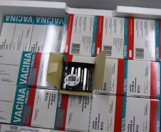 O Paraná recebeu na noite desta quarta-feira (9) mais 238 mil vacinas contra a Covid-19, sendo 237 mil doses do imunizante AstraZeneca produzida no Brasil pela Fiocruz e mil doses da AstraZeneca/Covax/Oxford, importadas por meio do consórcio Covax Facility. As vacinas fazem parte da 24ª pauta de distribuição do Ministério da Saúde.  -  curitiba, 09/06/2021  -  Foto: Américo Antonio/SESA