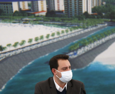 Edital de licitação da primeira fase das obras de recuperação da orla de Matinhos lançado nesta segunda-feira (21) pelo governador Carlos Massa Ratinho Junior prevê investimentos de R$ 377,85 milhões na revitalização de 6,3 quilômetros entre a Avenida Paraná e o Balneário Flórida. Foto: Jonathan Campos/AEN