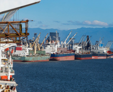 Com 29.081.691 toneladas de cargas movimentadas, os portos do Paraná alcançaram o melhor semestre da história. O volume de produtos importados e exportados entre janeiro e junho de 2021 é 3% maior que o registrado no mesmo período de 2020, quanto foram 28.177.335 toneladas.  - Paranaguá, 08/07/2021  -  Foto: Rodrigo Félix Leal