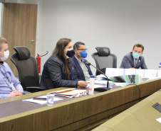 O Secretário da Segurança Pública do Paraná, Romulo Marinho Soares, recebeu, nesta semana, o reitor da Universidade Estadual de Ponta Grossa (UEPG), professor Miguel Sanches Neto e o Deputado Estadual Rodrigo Stacho para continuidade de tratativas referente à implantação do Instituto Médico Legal (IML) no campus da UEPG.  -  Curitiba, 16/07/2021  -  Foto: SESP-PR