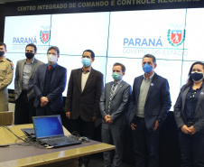 O Secretário da Segurança Pública do Paraná, Romulo Marinho Soares, recebeu, nesta semana, o reitor da Universidade Estadual de Ponta Grossa (UEPG), professor Miguel Sanches Neto e o Deputado Estadual Rodrigo Stacho para continuidade de tratativas referente à implantação do Instituto Médico Legal (IML) no campus da UEPG.  -  Curitiba, 16/07/2021  -  Foto: SESP-PR