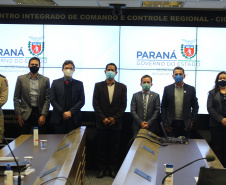 O Secretário da Segurança Pública do Paraná, Romulo Marinho Soares, recebeu, nesta semana, o reitor da Universidade Estadual de Ponta Grossa (UEPG), professor Miguel Sanches Neto e o Deputado Estadual Rodrigo Stacho para continuidade de tratativas referente à implantação do Instituto Médico Legal (IML) no campus da UEPG.  -  Curitiba, 16/07/2021  -  Foto: SESP-PR
