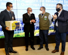 O secretário de Estado da Saúde, Beto Preto acompanha o ministro da Saúde, Marcelo Queiroga, nesta terça-feira (20) na Itaipu Binacional  em Foz do Iguaçu. Foto: Gilson Abreu/AEN