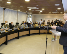 O secretário de Estado da Saúde, Beto Preto acompanha o ministro da Saúde, Marcelo Queiroga, nesta terça-feira (20) na Itaipu Binacional  em Foz do Iguaçu. Foto: Gilson Abreu/AEN